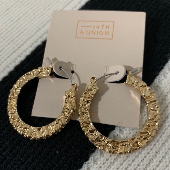 14th & Union Jewelry - 14th & Union Textured Gold Hoop Earrings